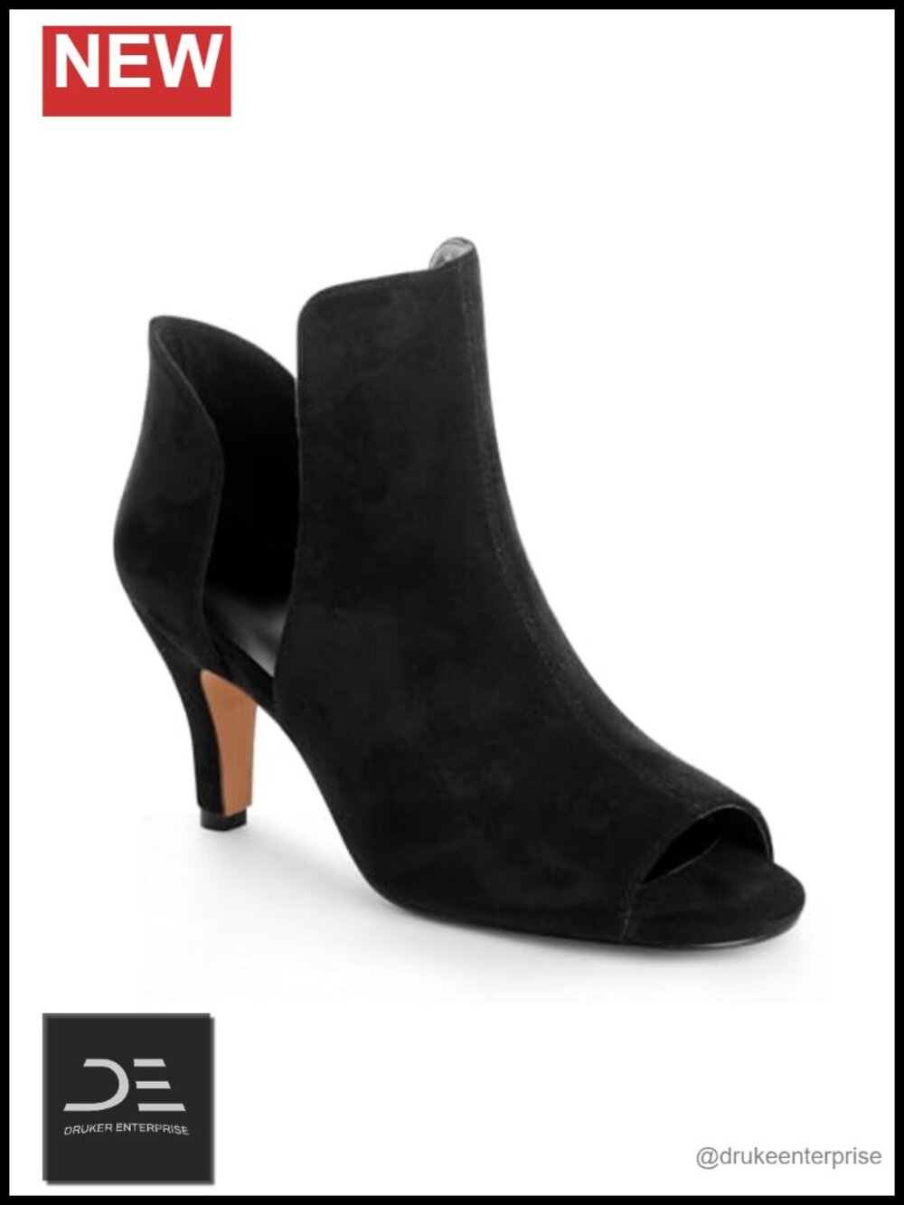 Women's Faux Suede Peep Toe Heeled Sandals Ankle Booties Slip On Mid Heels